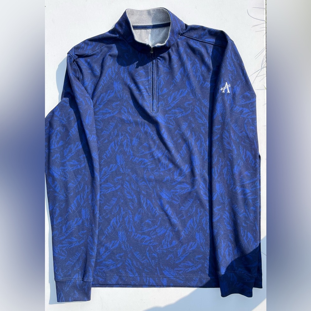 Johnnie-O Men's 1/4 Zip‎ Golf Pullover Feather Patter with Embroidered Logo Sz M